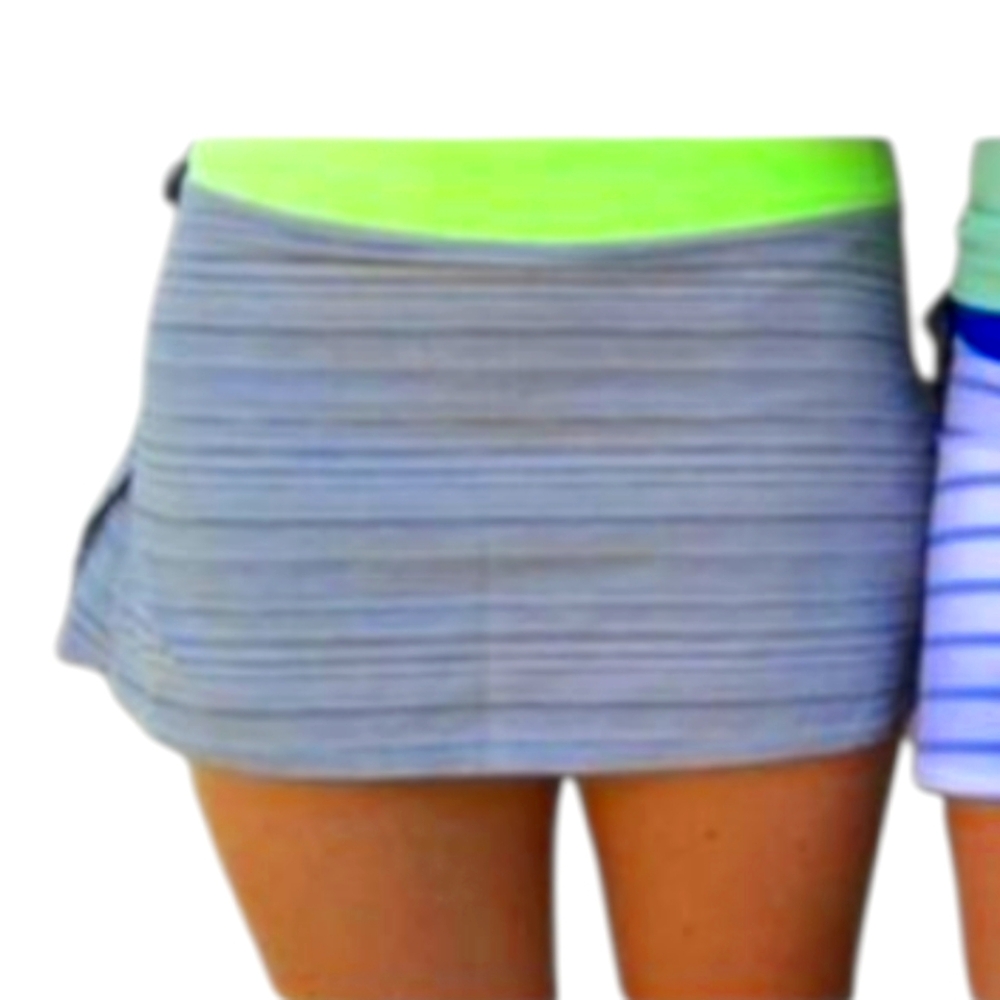 RARE Lululemon Pace Setter Skirt in Silver Spoon Space Dye Clear Mint 4